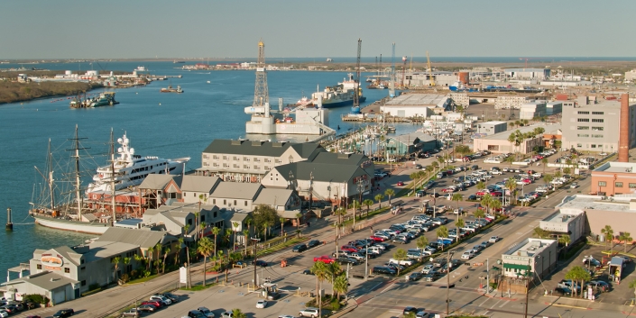 Aerial View of Port in Galveston Texas